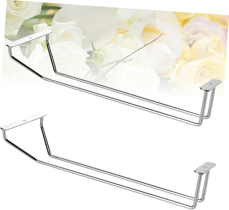 Mobestech 2PCS Stainless Steel Goblet Rack Silver Wine Glass Holder Space Saving Bar Organizer - Image 3